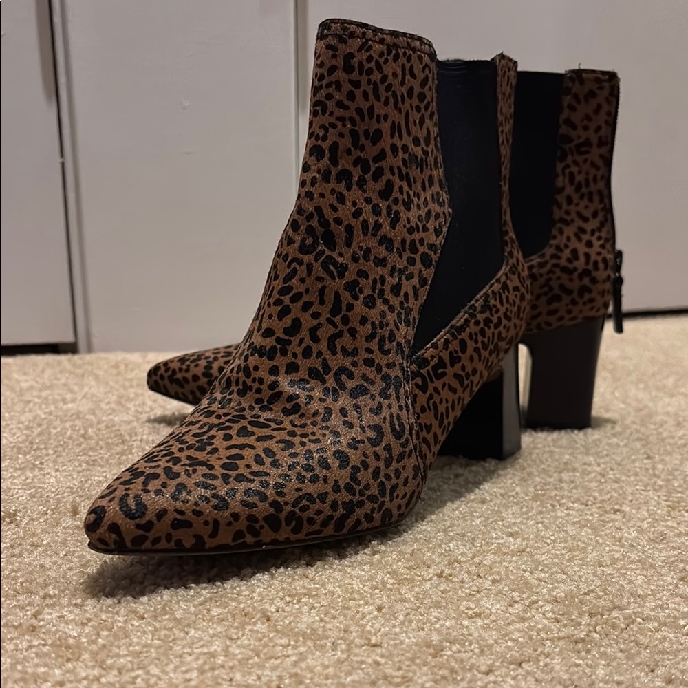Cole Haan Haircalf Leopard Print Ankle Boots